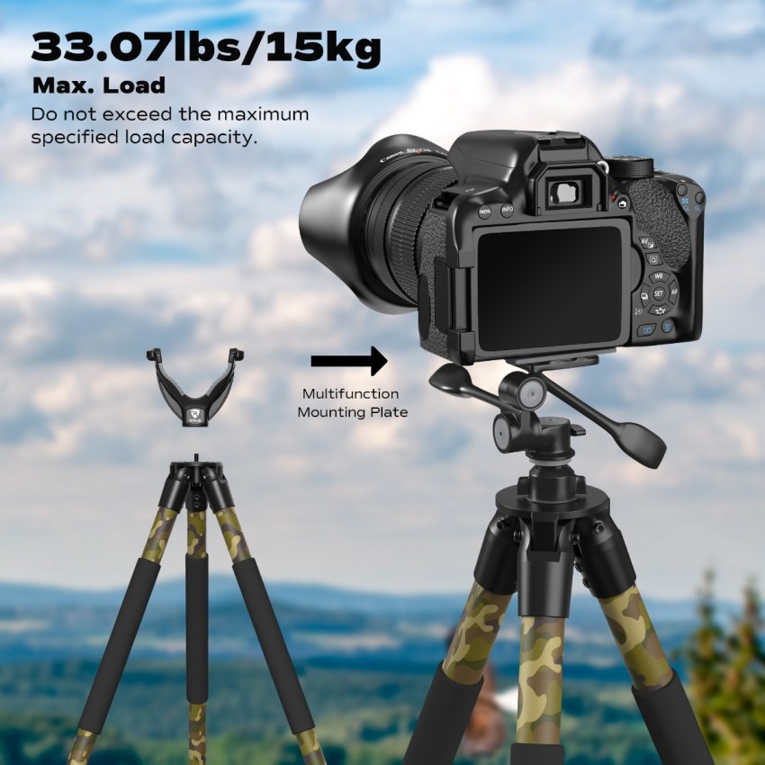 RPNB Adjustable Shooting Tripod with Stable Design, Perfect for Hunting & Outdoors, Camouflage