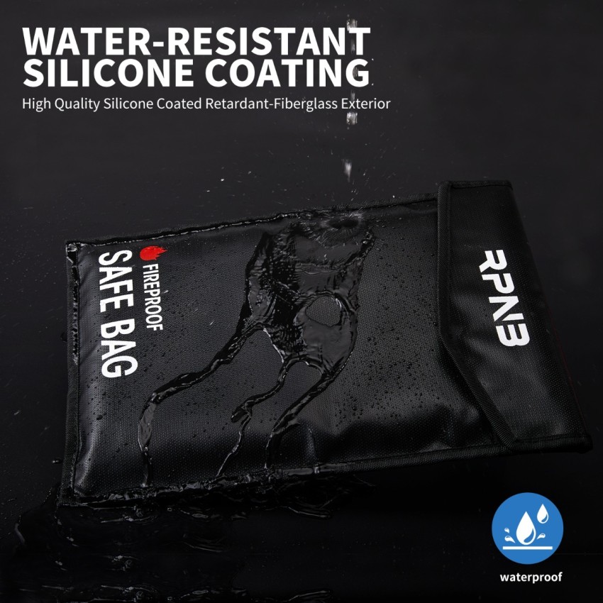 Fireproof Document Bag With Non-Itchy Silicone Coated, 15 ×11 Inches