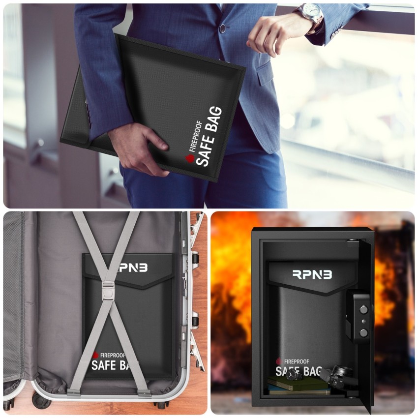 Fireproof Document Bag With Non-Itchy Silicone Coated, 15 ×11 Inches