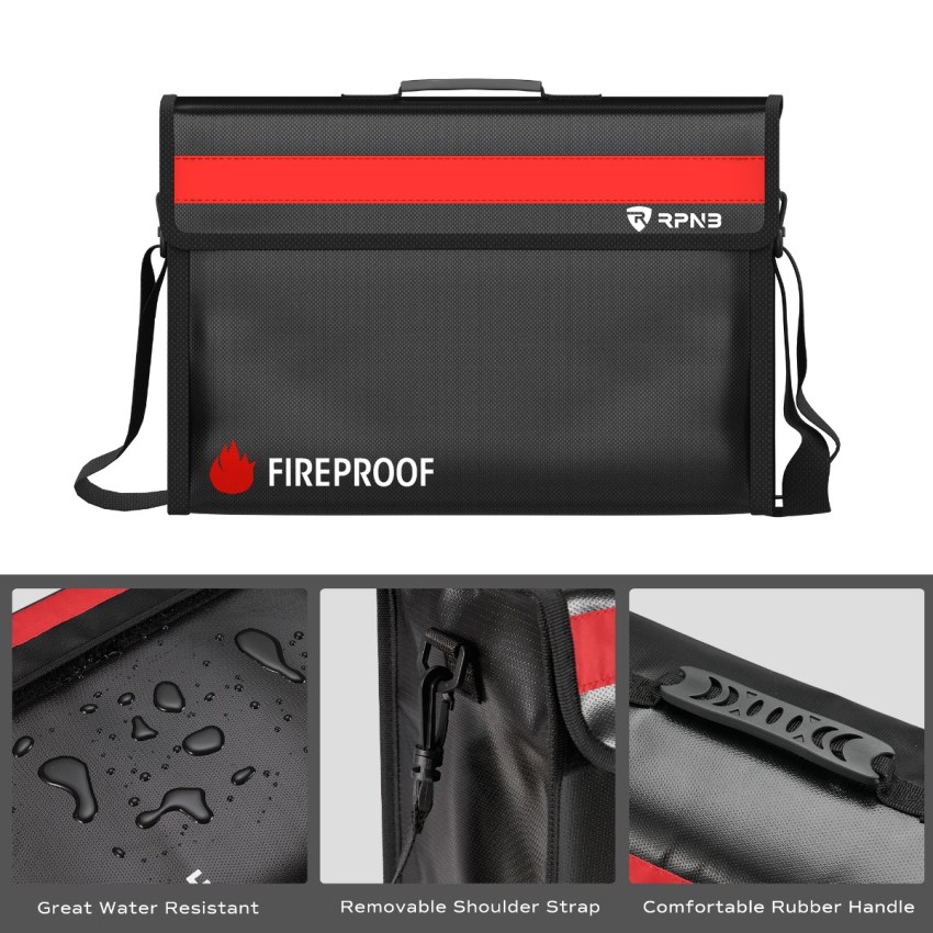 RPNB Large Fireproof Document Bag (2000F°), Non-Itchy Silicone Coated Fiberglass Fire and Water Safe Bag, 1 Free Money Bag