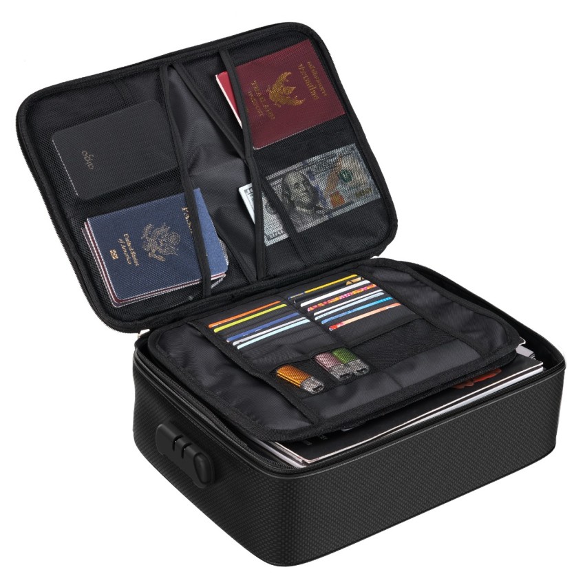 RPNB Fireproof Document Organizer Bag with Lock, Multi-Layer Water Safe Storage for money,file and other valuables