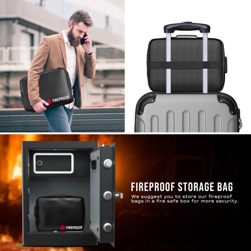 RPNB Fireproof Document Organizer Bag with Lock, Multi-Layer Water Safe Storage for money,file and other valuables