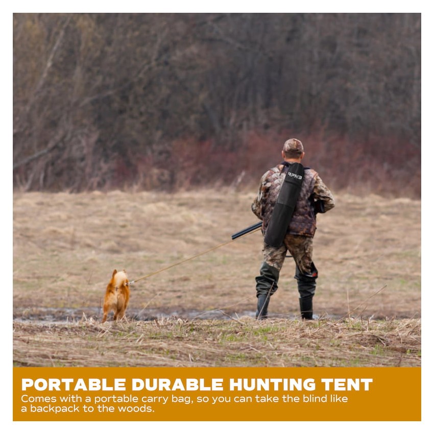 RPNB 3-Hub Easy Setup Camouflage Ground Hunting Blinds, Pop-Up One-Way See-Through Dual Hub Stakeout Hunting Screen