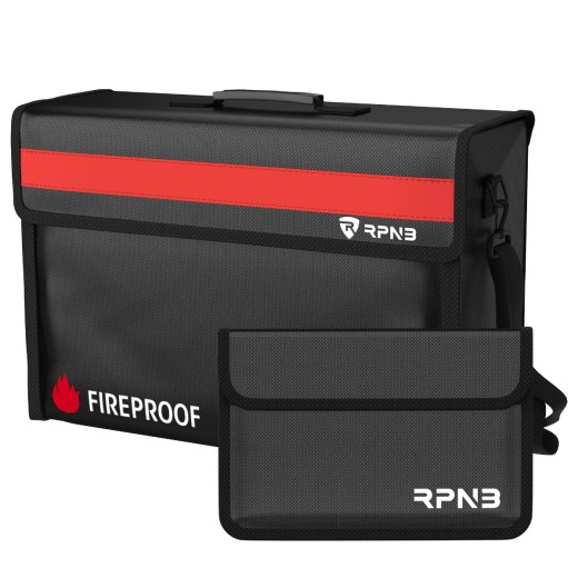RPNB Large Fireproof Document Bag (2000F°), Non-Itchy Silicone Coated Fiberglass Fire and Water Safe Bag, 1 Free Money Bag